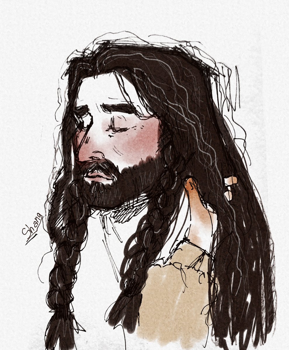 Shangwan0's tweet photo. Touch hair is kinda intimity #thehobbit #fanart #thorinoakshield #thorin #bilbobaggins #bagginshield #thorinbilbo https://t.co/870SwMycCQ