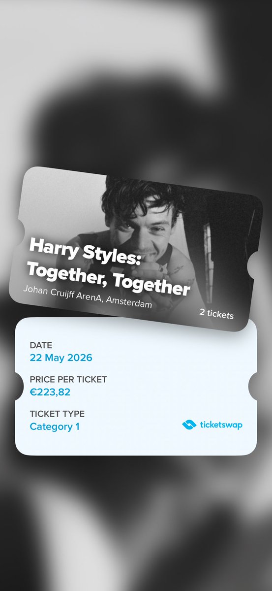 maymayhes's tweet photo. https://t.co/0Ep7iDhs1l
STILL SELLING 2x TICKETS FOR HARRY’S CONCERT IN AMSTERDAM, MAY 22🥹🥹🥹 ROW 2!!! (I’m still going with 2 other friends, we can go together) 🙏🏻🙏🏻🙏🏻 CAN OBVIOUSLY NEGOCIATE THE PRICE https://t.co/9LApvbbjk6