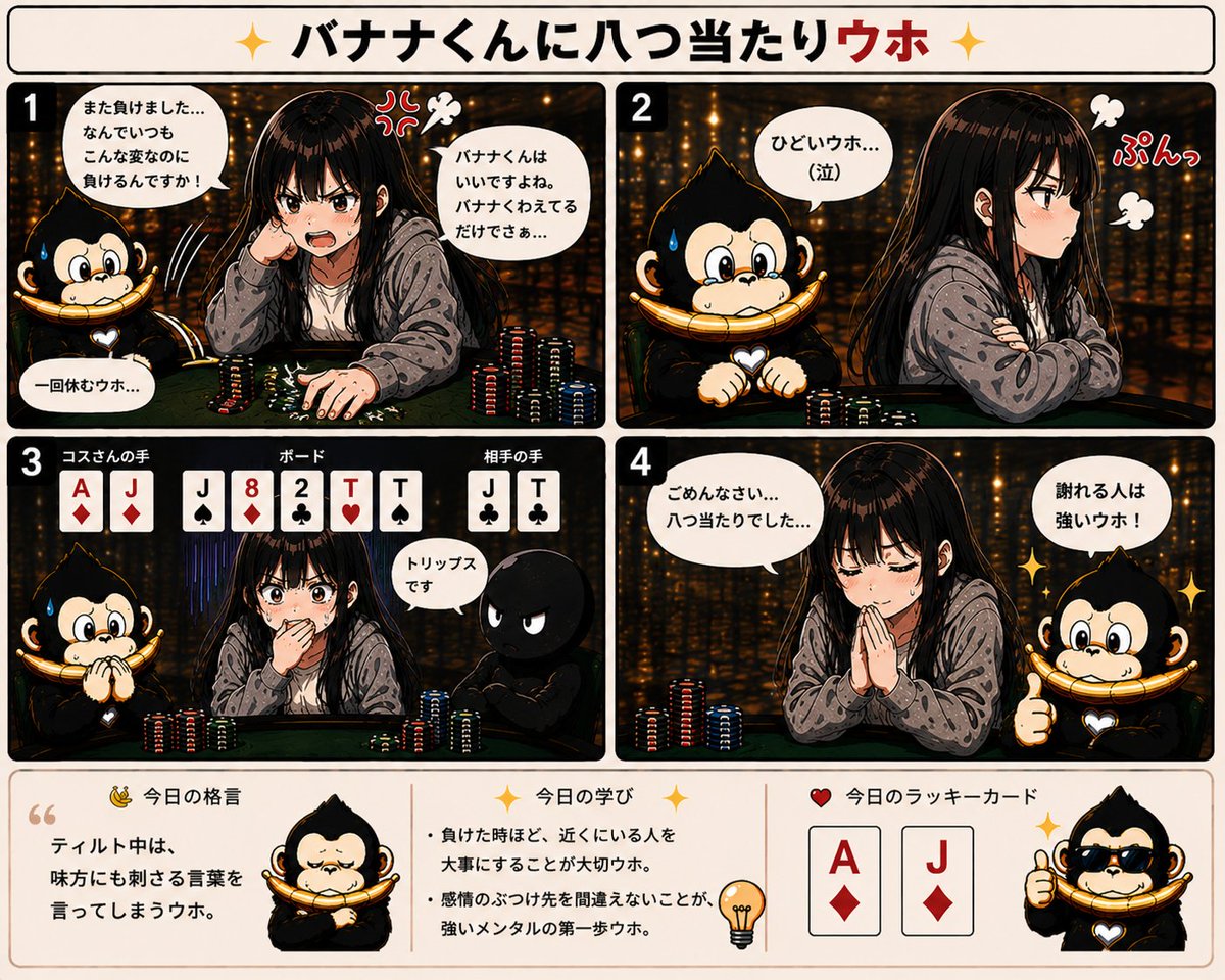 pokerbananaoffi's tweet photo. 【第28話】バナナくんに八つ当たり https://t.co/08UZUI81S1