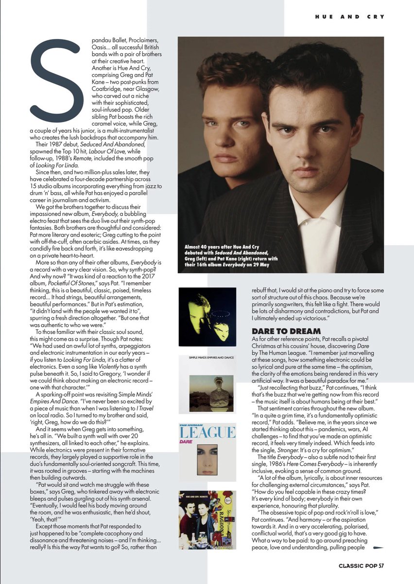 thoughtland's tweet photo. Very happy with this @ClassicPopMag review of our forthcoming @hueandcry album “Everybody”. Major feature too. LP is out on all platforms 29th May, buy a range of hard copies here https://t.co/U1U752CQiE https://t.co/EkKJHJcrdy