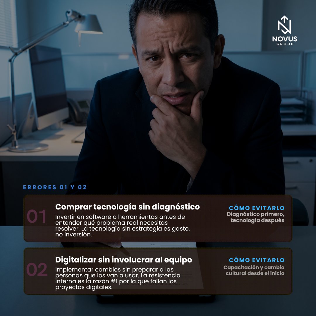Novusgroup_co's tweet photo. ¿Tu empresa está intentando digitalizarse pero siente que algo no está funcionando? 🚨 Probablemente estás cometiendo uno de estos 4 errores.👇
💬 Cuéntanos en los comentarios: ¿cuál crees que es el error más común? https://t.co/LLtBn9Unry
