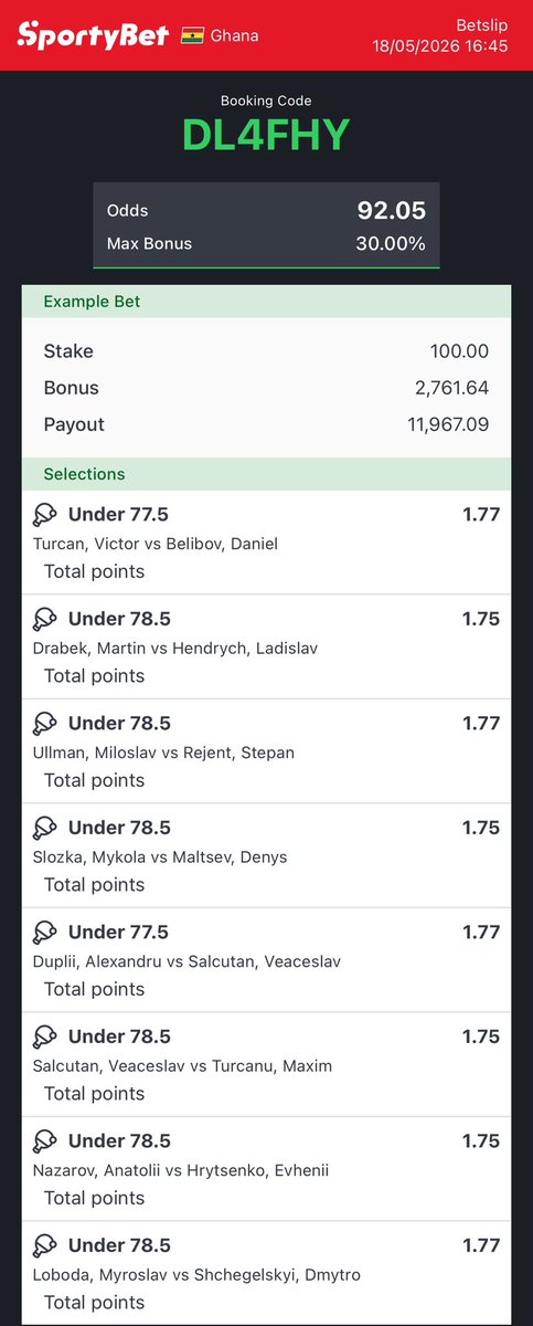congratsodds's tweet photo. Table Tennis 

92 odds 

Booking code: DL4FHY https://t.co/hdu1Vz04to