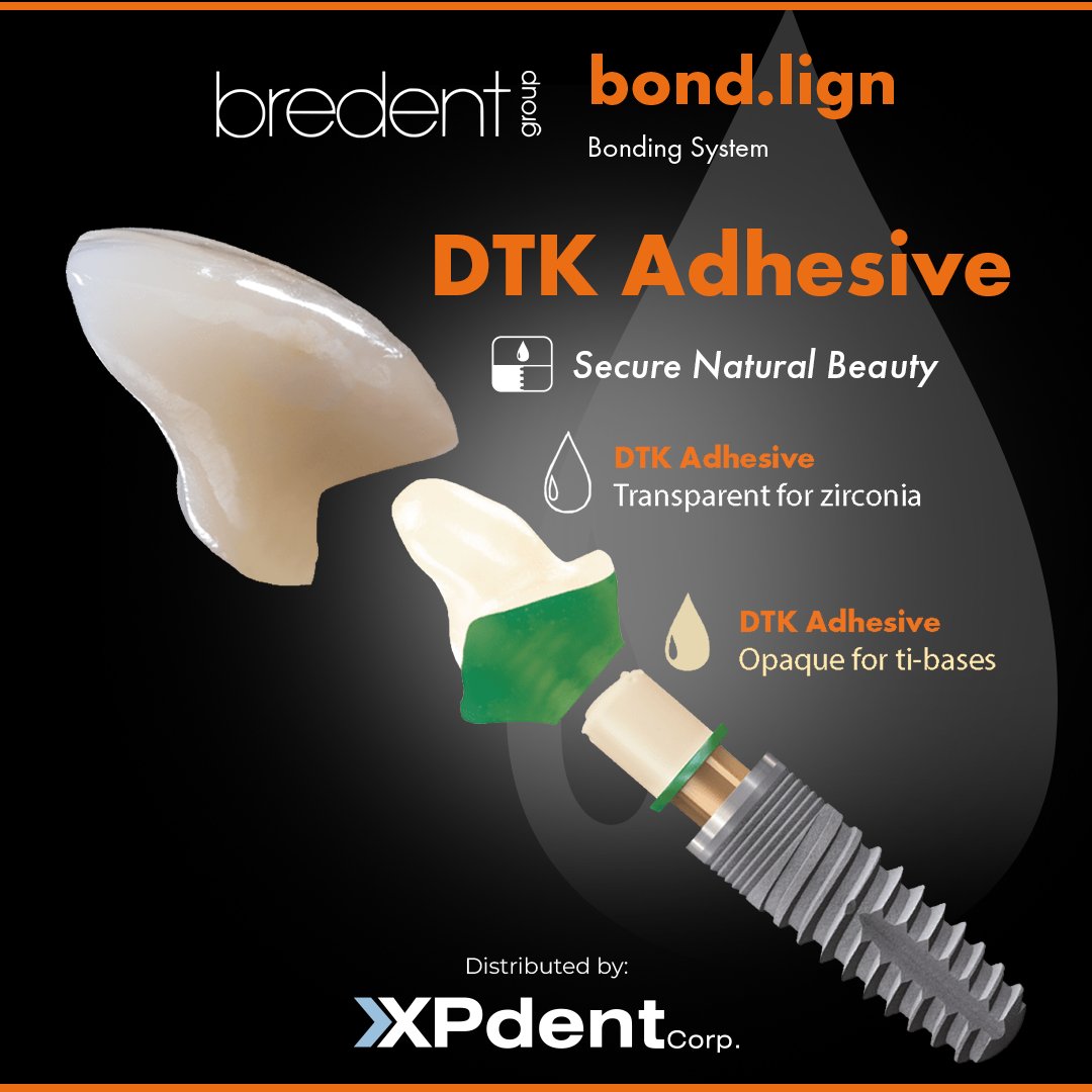 xpdent's tweet photo. 💧 Bredent Bond.Lign DTK Adhesives 💧

The dual-curing DTK adhesive facilitates a durable &amp; secure bond between all prosthetic materials.

📣 Save 10% OFF for a limited time 🕒

Use promo code: DTKAD10

Learn more👇
https://t.co/cDvtSnvMym

#xpdent #bredentgroup #dentalcosmetics https://t.co/EI7QKz1QdK