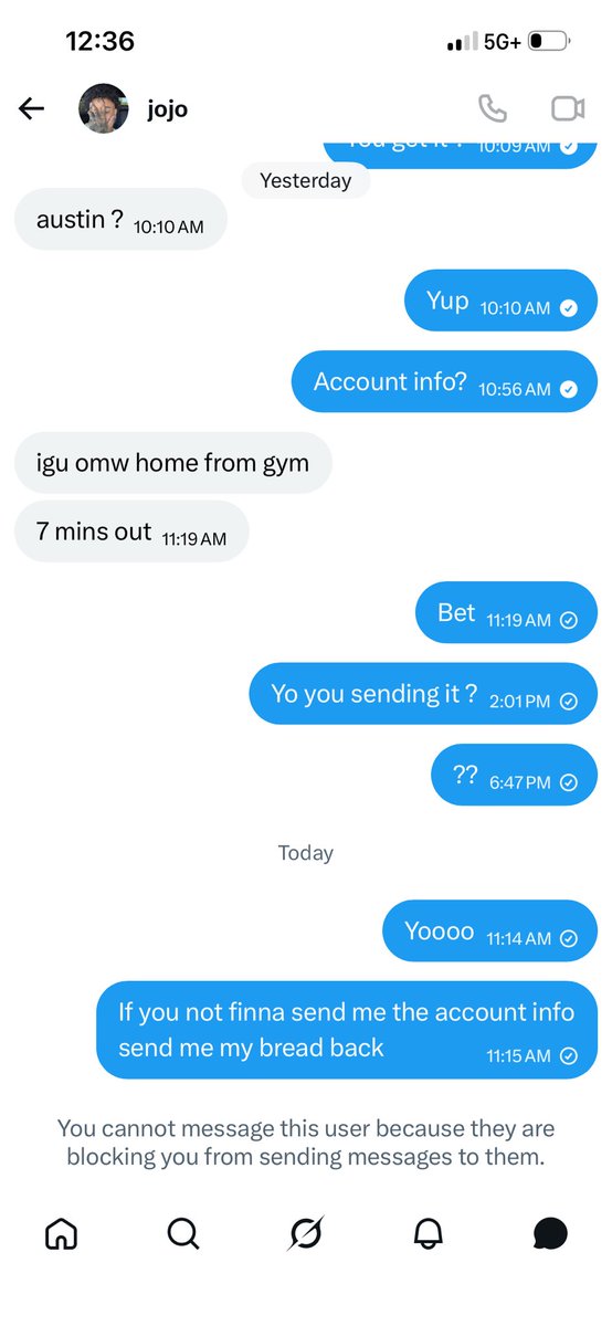 ihyaustn's tweet photo. Mfs be really so broke that they scamming cod accounts in the big 26 waited for a day for you to send the info just for you to block me
@notjojo_ https://t.co/o9vbj02WRC