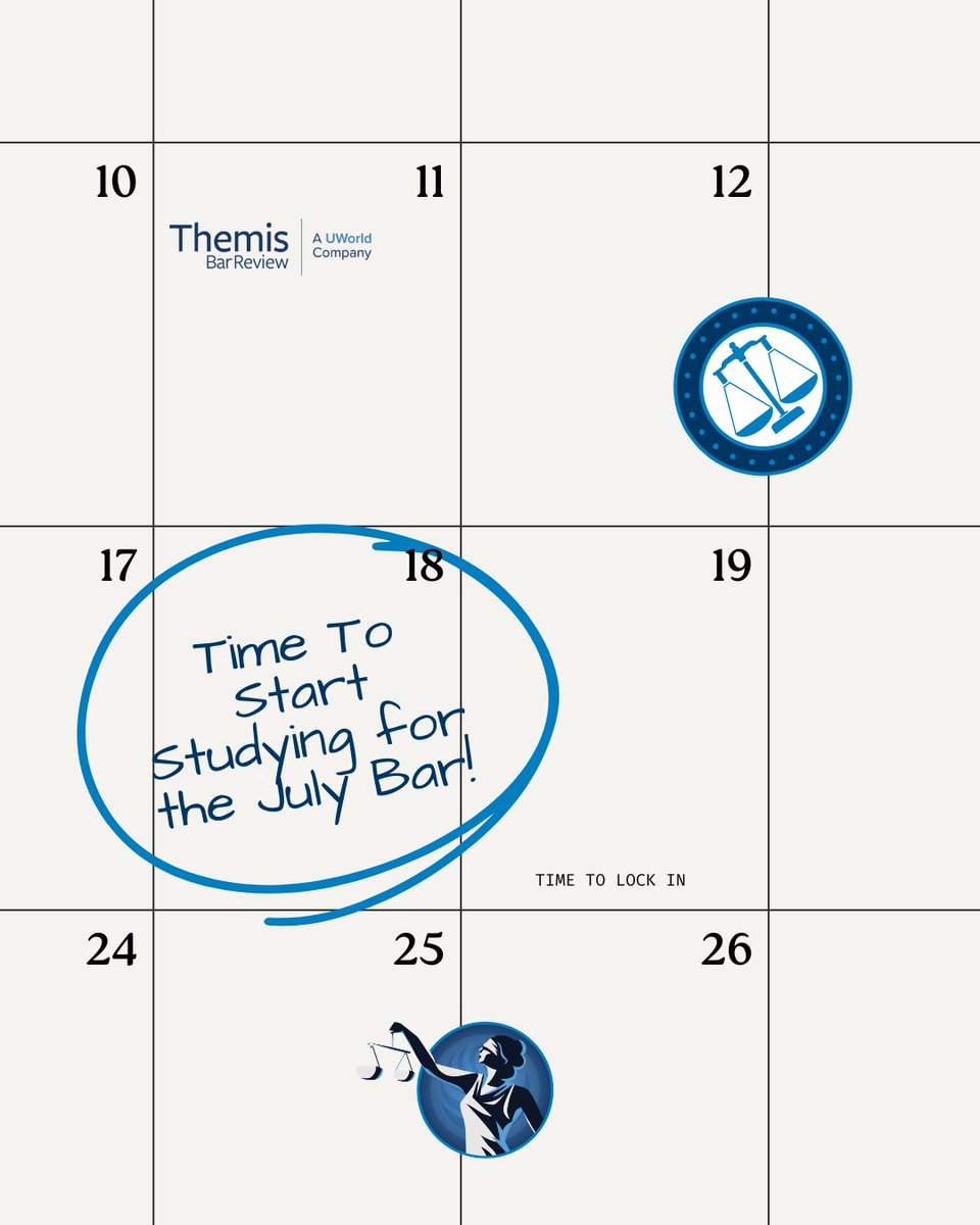 ThemisBar's tweet photo. Monday marks the recommended start date for July Bar prep! So if you haven’t already, it’s time to dust off that Themis course and get to work!

#barexam #barprep #themisbarreview #lawstudent #lawschool https://t.co/qAS9locwoR