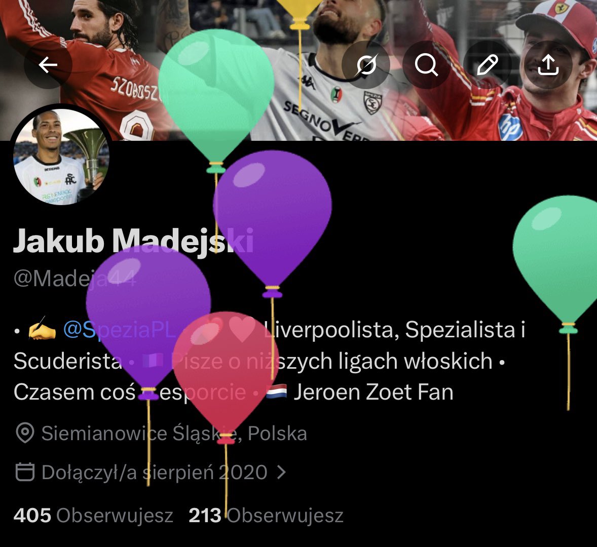 Madeja44's tweet photo. Baloniki na profilu! 🥳🎂 https://t.co/X9jszjhOjn