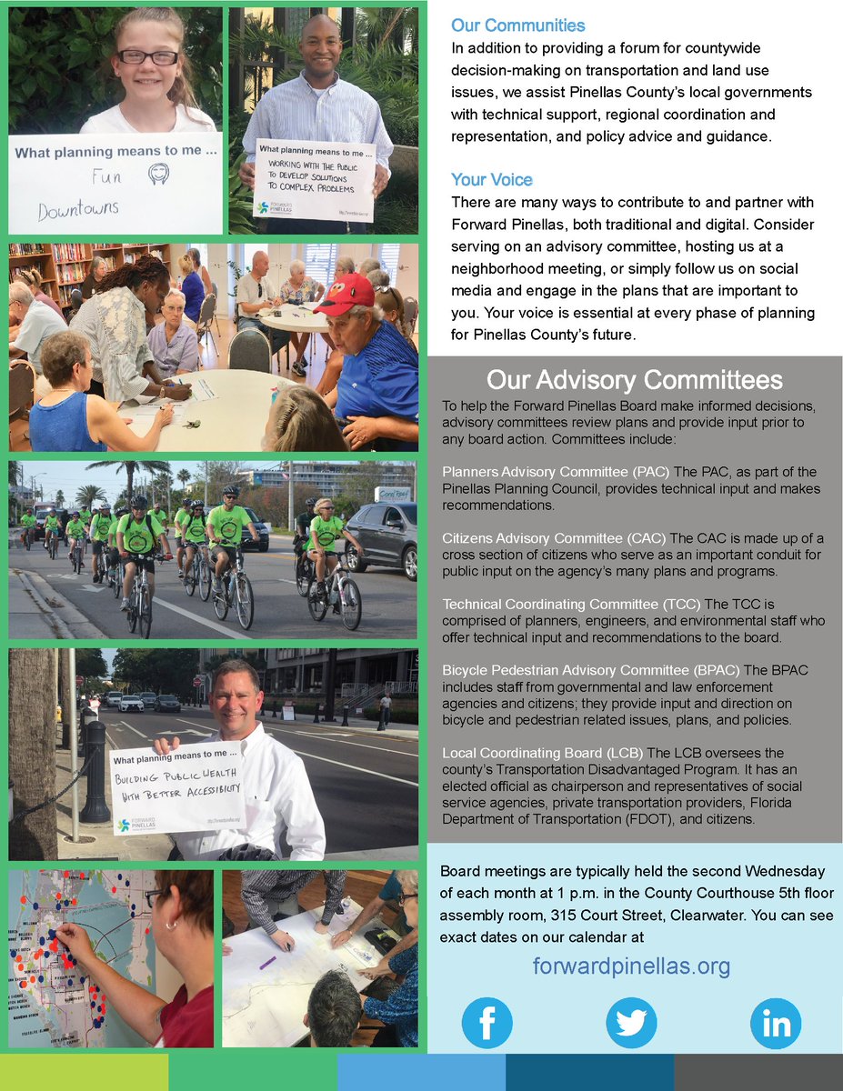 ForwardPinellas's tweet photo. Where you live, work, and how you get there is all connected. That is where we come in.
It is #InfrastructureWeek and we are sharing how regional planning helps keep Pinellas County and Tampa Bay moving.
#MPOs #RegionalPlanning #AMPO https://t.co/OyEuXd6oJw