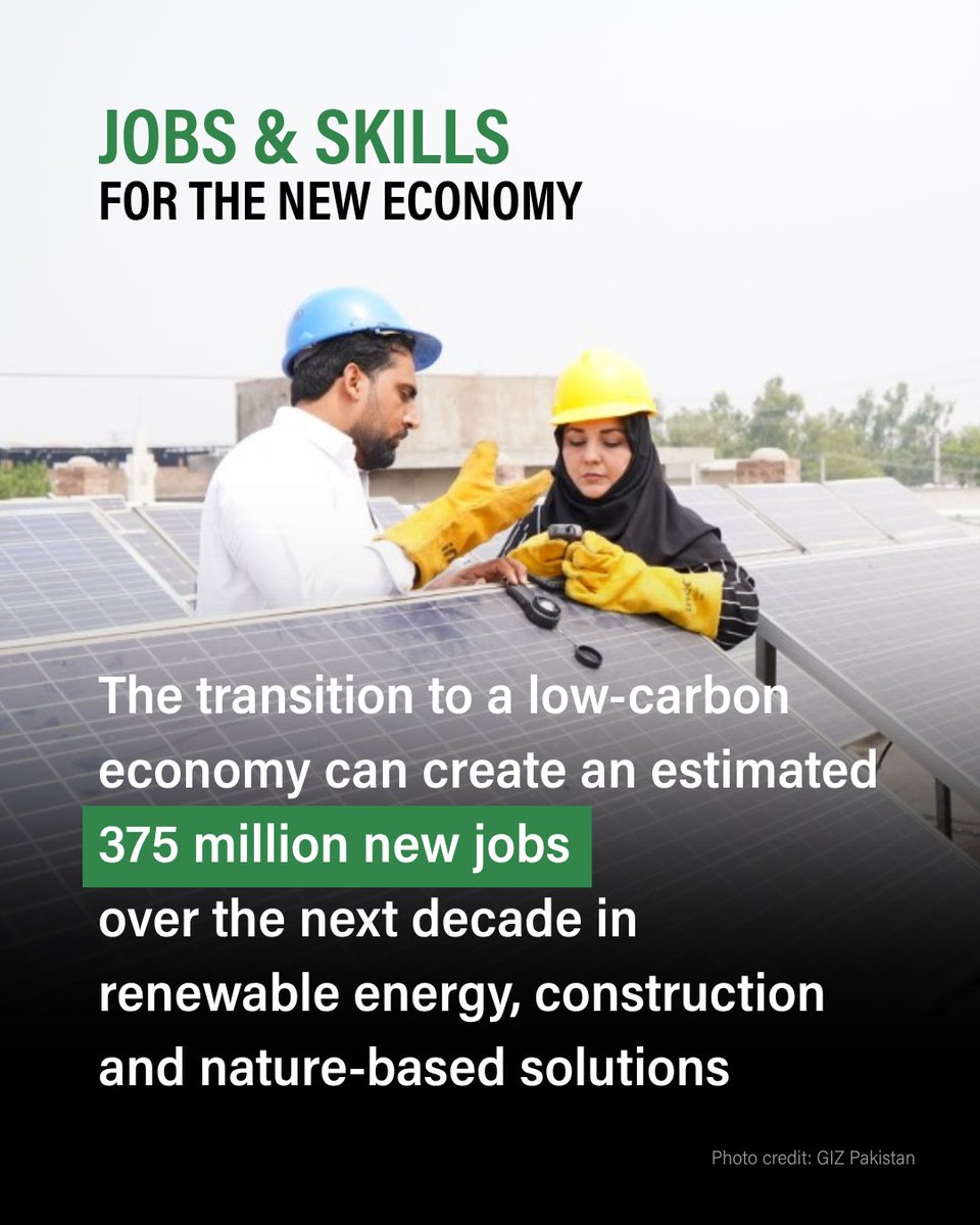 WRIClimate's tweet photo. The green transition isn’t just about cutting carbon, it’s about creating opportunity👷

Up to 375 million new jobs could be created in the next 10 years. With the right skills &amp; investments, climate action can power prosperity. Learn more: https://t.co/Jo5dlwZXO8

#JobsAndSkills https://t.co/KRB3jqUpFv