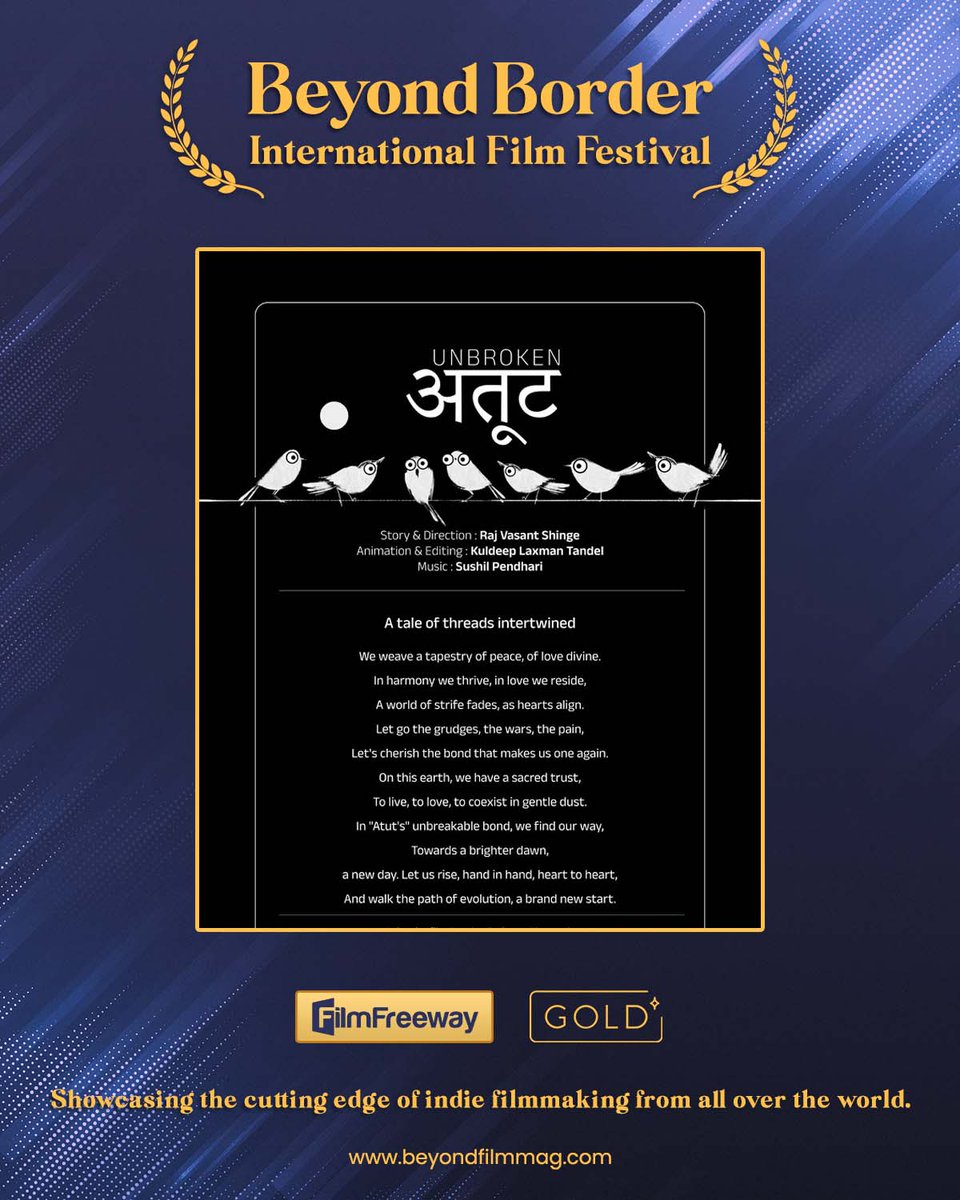 beyondborderiff's tweet photo. S21 official entry 🎬 - "ATUT-UNBROKEN" directed by Raj Vasant Shinge.

#bbiff https://t.co/EKPdCWSV9S