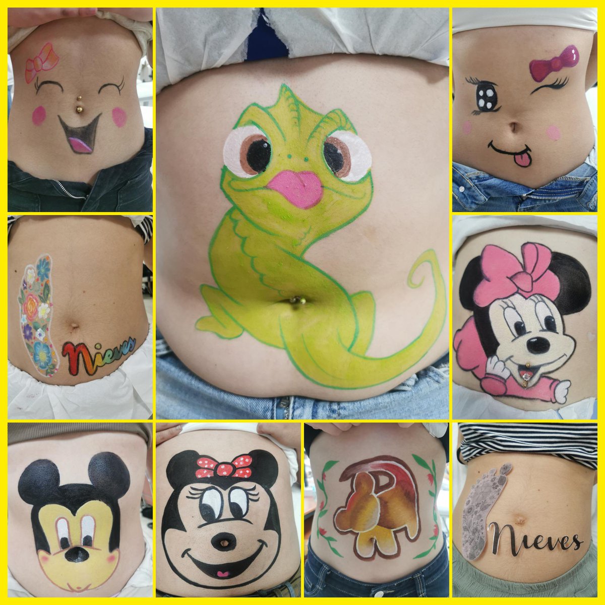 IESRamonyCajalV's tweet photo. BELLY PAINTING, nuestras alumnas de 1 EB1B del curso de estética y belleza ponen en práctica  su creatividad y colorido para finalizar sus clases antes de irse de prácticas. https://t.co/dnkVvhDLvD