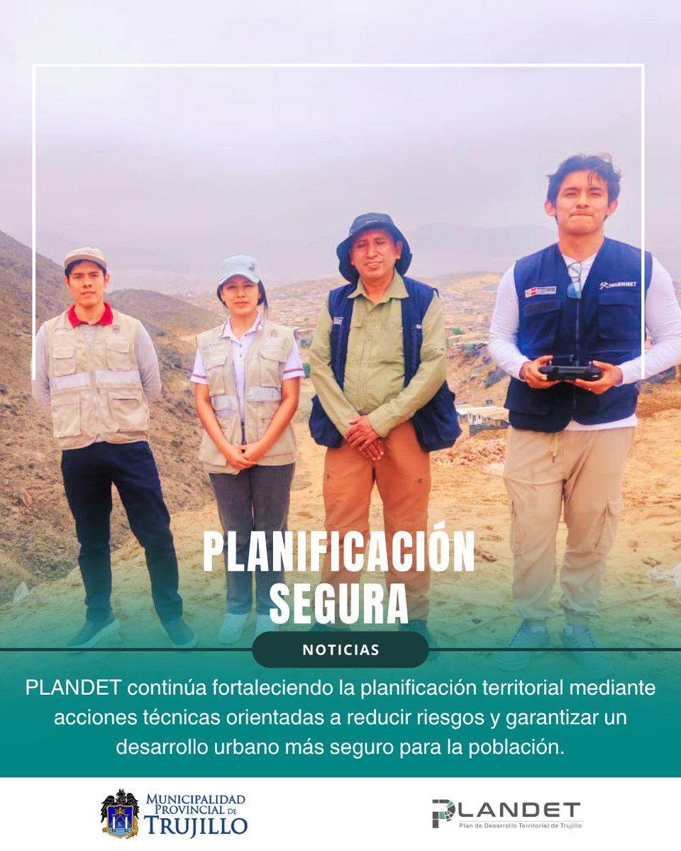 Plandet_mpt's tweet photo. PLANDET e INGEMMET realizaron inspecciones técnicas para identificar zonas vulnerables e incorporar gestión del riesgo en la actualización del PDM.
#PLANDET #Trujillo https://t.co/YwNrWzsSqq