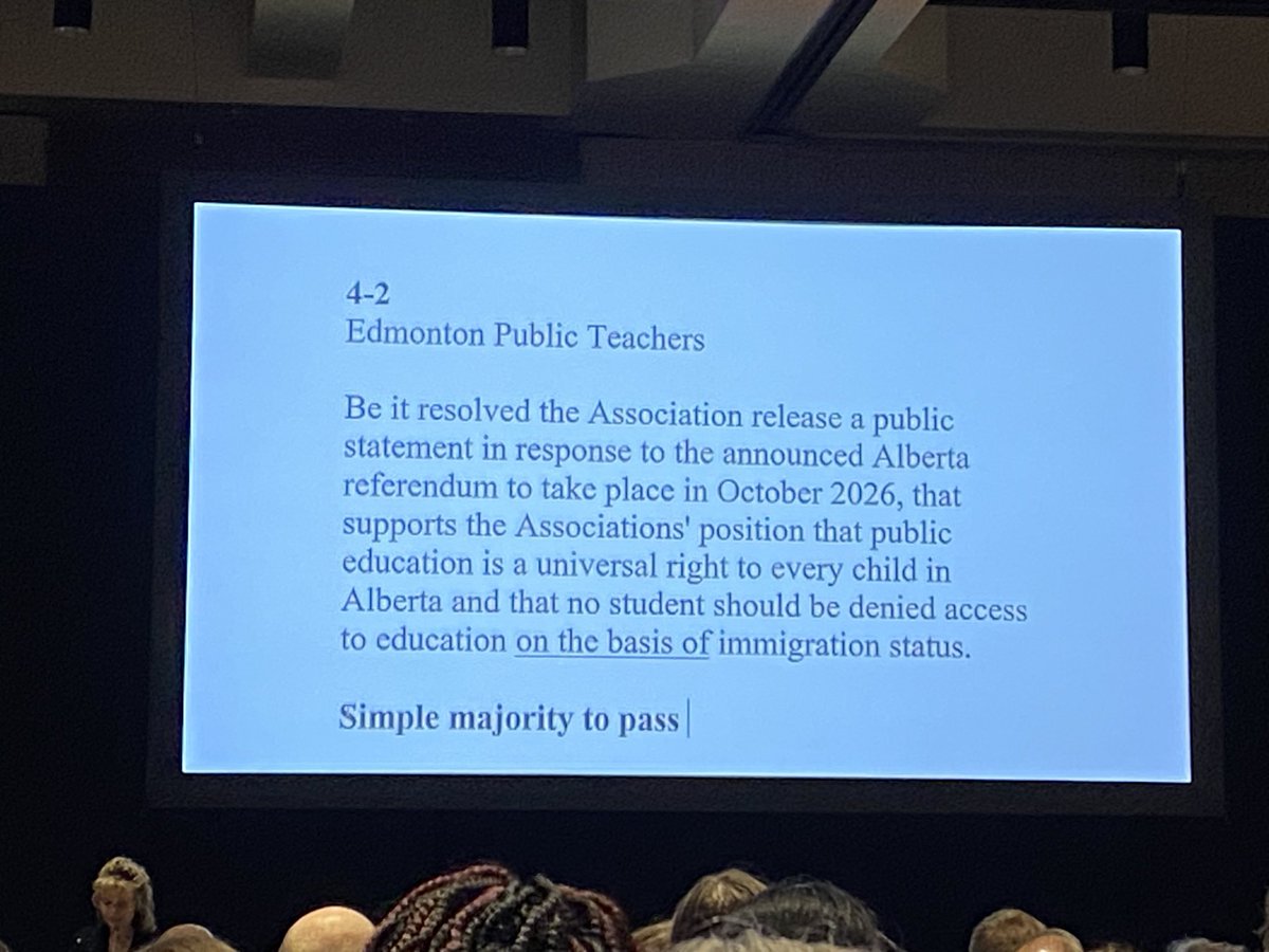 HotKeever's tweet photo. Proud of the assembly at #ARA2026 for unanimously passing an emergent resolution to direct the @albertateachers to defend the universal right to public education for all against the upcoming referendum by @YourAlberta that seeks to limit these services based on immigration status https://t.co/0pzbslmG6h