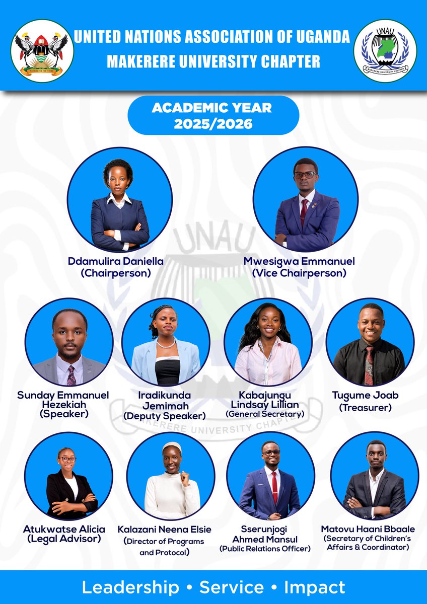 UNAUMakChapter_'s tweet photo. We extend our heartfelt appreciation to the @UNAUMakChapter_ Executives A/Y 2025/2026, led by Chairperson Ddamulira Daniella, for their leadership, dedication, &amp; service in promoting the ideals of the @UN through impactful engagement &amp; community initiatives.
#UNA #WFUNA https://t.co/TQeHzNnKMx