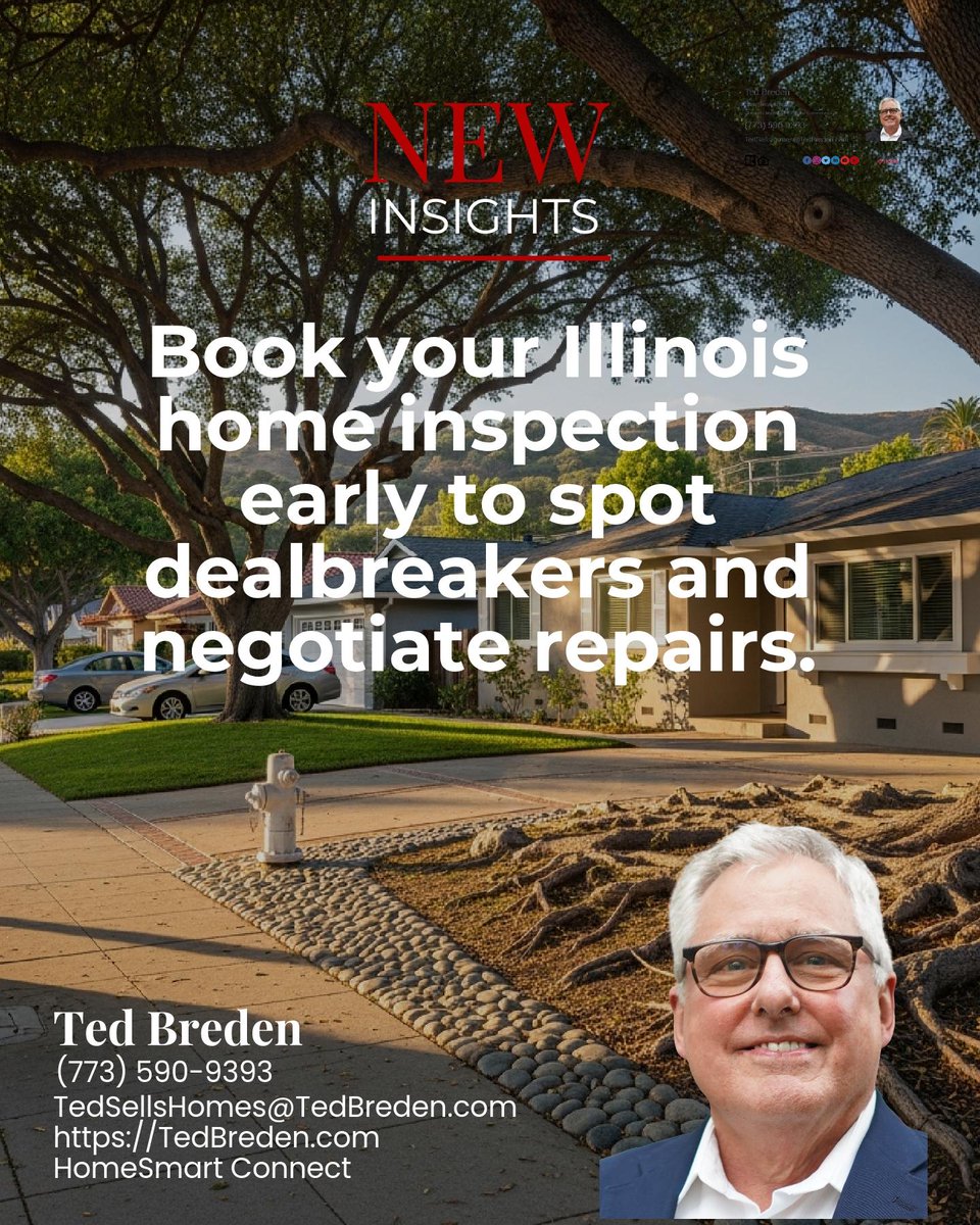BredenTed's tweet photo. Booking an Illinois home inspection early lets you spot any dealbreakers and ask for repairs or credits, before your timeline runs out. 🏡🔍 

What’s your top prep tip for inspection day? https://t.co/yzq0fWKgeg