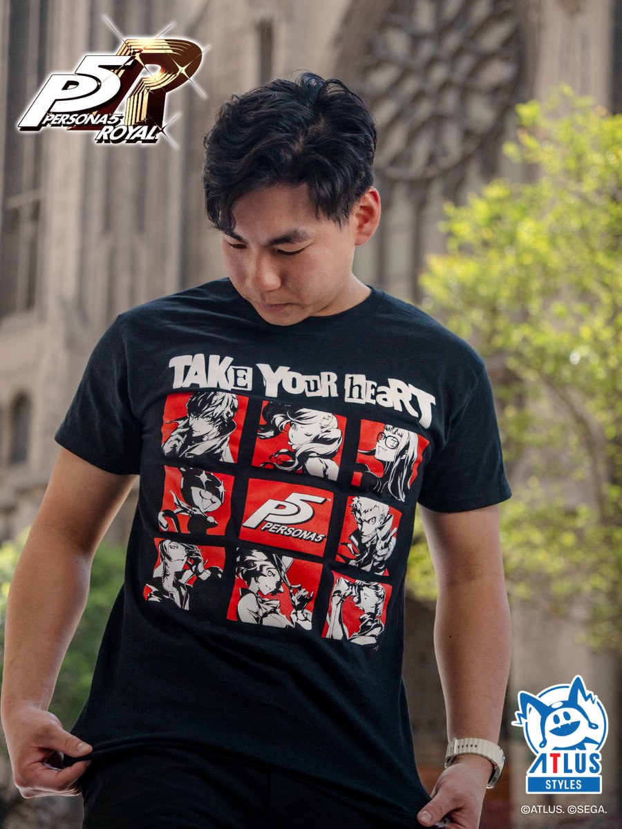 AtlusStyles's tweet photo. Take your heart and take your time! ❤️‍🔥⏰

Persona 5 Royal @RippleJunction Shirts Now Available!

Joker ➡️ https://t.co/o48KOu7L9g
Take Your Heart ➡️ https://t.co/6r9swJzu8z https://t.co/YvAaCUASHd