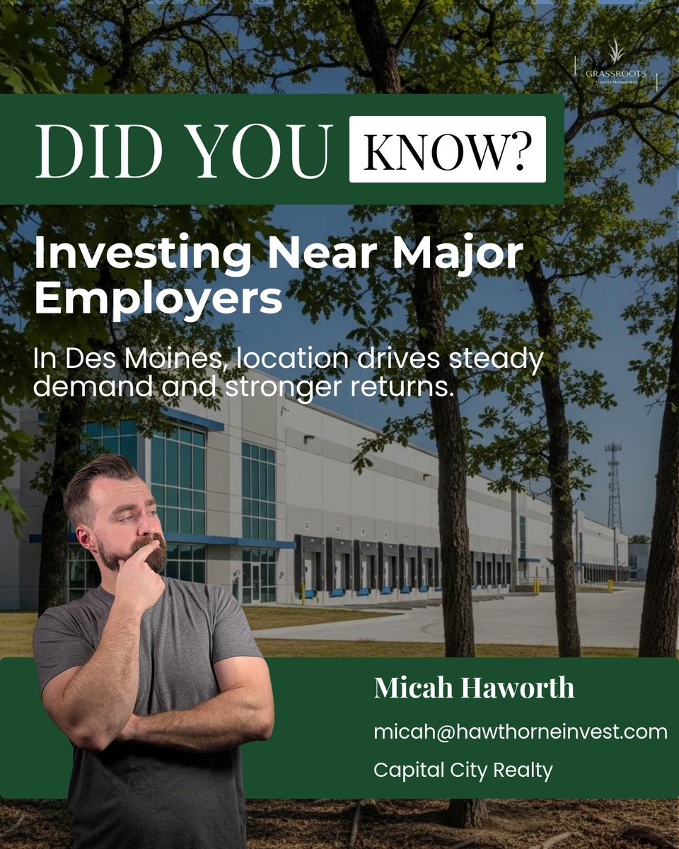 HouseHaworth's tweet photo. Investing near major employers in Des Moines means steady tenant demand and smoother rent collection, location shapes returns more than ever. 

Which neighborhood is at the top of your list? https://t.co/NR7kgRwRmP