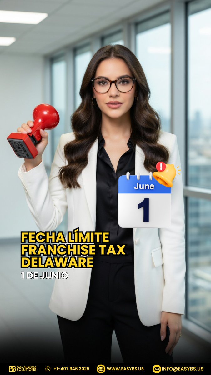 EasybsUS's tweet photo. ¿LLC en Delaware? Si no pagas el Franchise Tax antes del 1 de junio, pierdes tu Good Standing. 

Multas, intereses y empresa inoperativa. No arriesgues tu negocio. Escríbenos 👇

#LLC #Delaware #FranchiseTax https://t.co/hCap8mT7Jo