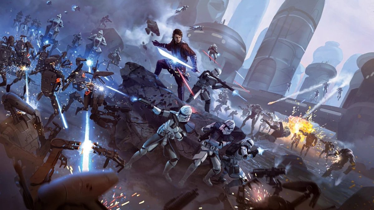 Fett_Films's tweet photo. "El estruendo de la batalla sacudía la ciudad mientras avanzaba guiado por la Fuerza. Los droides caían ante mi sable y los clones seguían mi impulso. En medio del caos, entendí que había nacido para cambiar el curso de la guerra. El destino avanzaba conmigo."

Artista: Alex Kim https://t.co/ih4k8OS6xM