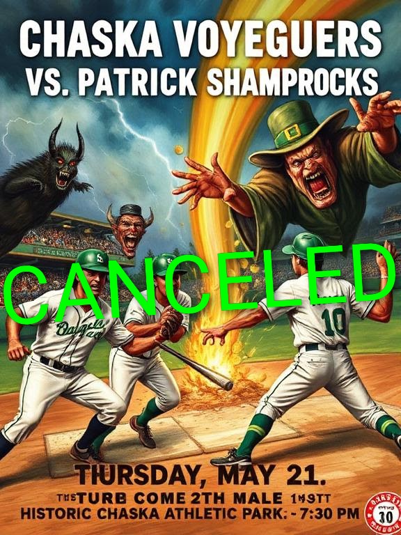 VsLotTeam's tweet photo. Chaska Baseball Association couldn't handle that much green on a Thursday. 
Just like that, we're CANCELED! https://t.co/A12lAM3blz