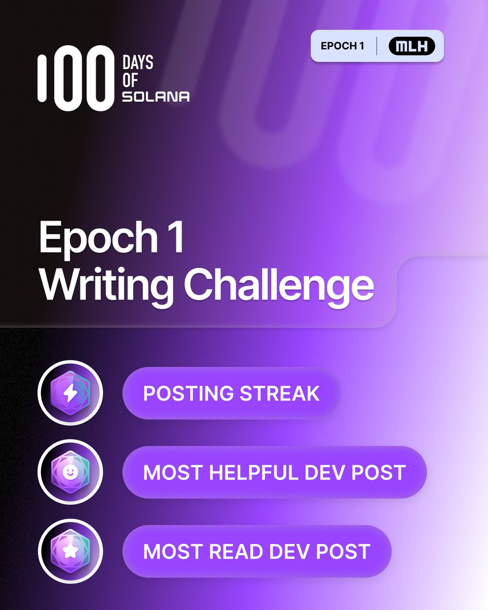 MLHacks's tweet photo. Win one of three $500 prizes by sharing what you learn about @solana.

The 100 Days of Solana Writing Challenge runs on @ThePracticalDev  from 15–22 May.

Publish a helpful post with the 100daysofsolana tag.

Details: https://t.co/7T52B5geLC https://t.co/pgArjiP6a2