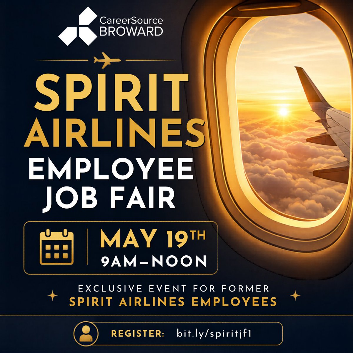 CareerSourceBD's tweet photo. Former Spirit Airlines employees: Wondering what types of jobs will be available at our upcoming exclusive job fair just for you on Tue May 19th? 

Here is a look at opportunities from just a few of the participating employers:

Aerotech OPS: 
Technicians, Inspectors, Shipping/Receiving, Stockroom, Cleaners

American Airlines: 
Ramp Service, Airport Operations Associates

Boeing: 
Warehouse, Procurement, Customer Service Associates

Broward County Aviation:
Program/Project Coordinator

Commercial Jet:
Aircraft Maintenance Mechanic, Structures Maintenance Tech, Records Processor, Payroll Associates

FEAM Aero: 
A&P Mechanics, Facilities Technician, Station Supervisor, Quality Assurance Auditors, Material Specialist, Quality Control Inspector, Interior Mechanic

Flight Power Repair Group, LLC:
Inspectors, Technicians, Customer Service, Engineers

Professional Aviation Management:
Passenger Service Agent, Special Services, Maintenance Aircraft Technician

TIC Aerospace, Inc.:
Aviation Maintenance Technician, A&P Mechanic, Inventory/Stockroom Coordinator

VSE Aviation:
Database Administrator, Aviation Tech, Avionics Tech, Compensation Analyst, Shipping and Receiving Associate, Project Manager

Join us Tuesday, May 19, from 9 a.m. to noon at the Urban League of Broward County
Register here: https://t.co/UcFWncp2s1
#CareerSourceBroward #SpiritAirlines #JobFair #AviationJobs #BrowardJobs #SouthFloridaJobs