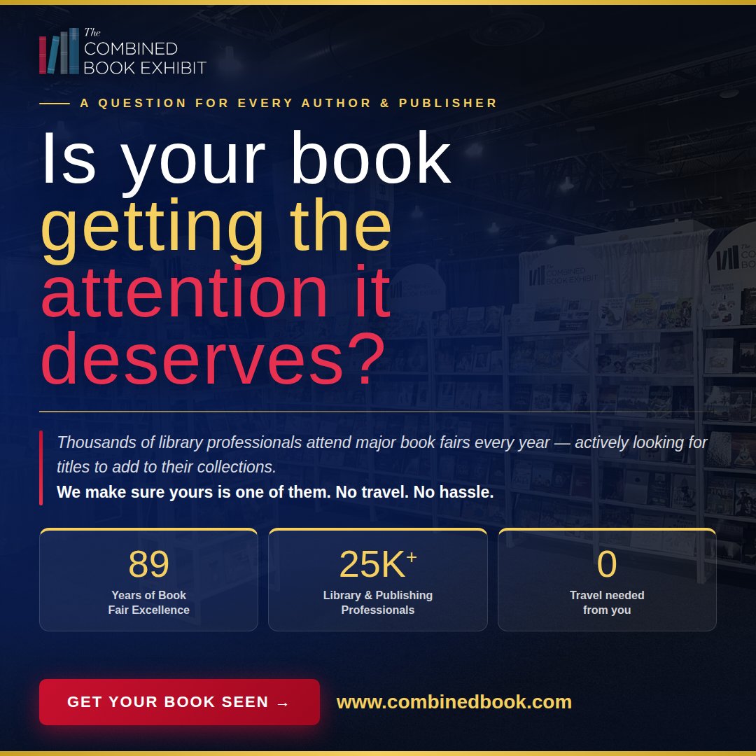 CombinedBook's tweet photo. 📚 Will your book stand out at the next major book fair?

Get your book showcased at leading global literary events with The Combined Book Exhibit — without the cost of travel or booth setup.

👉https://t.co/TcQsMlFuuz

#BookMarketing #Authors #Publishing #BookPromotion #BookFair https://t.co/1WGnxmxgpl