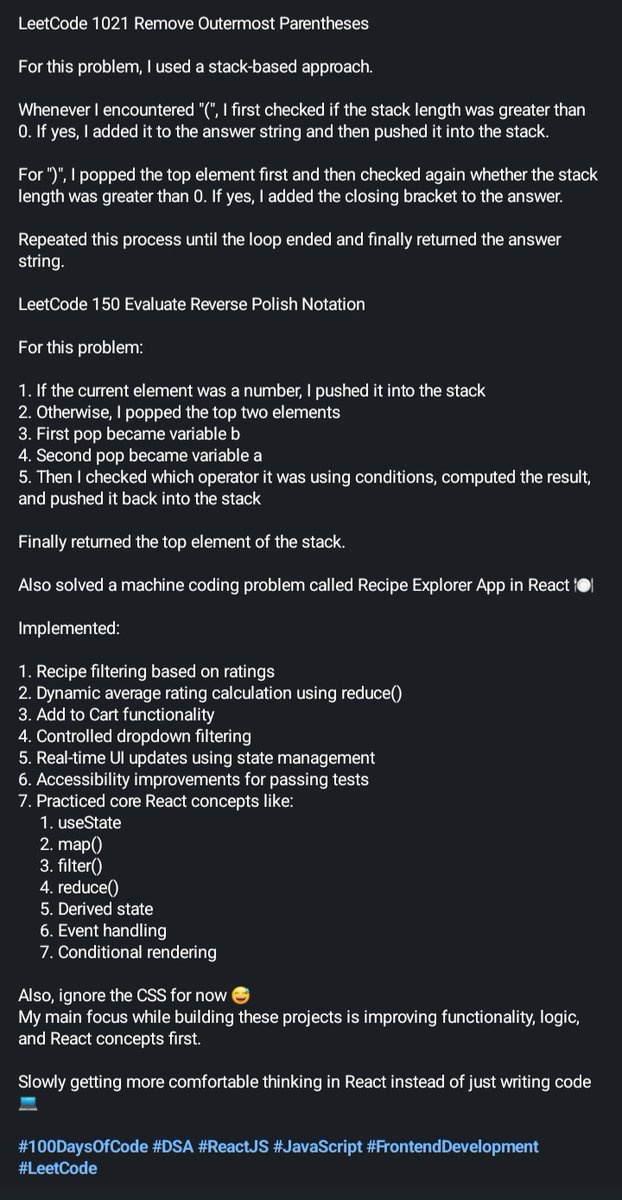 Day 4/90 Solved LeetCode 155, 1021 & 150 today. Min Stack Remove ...