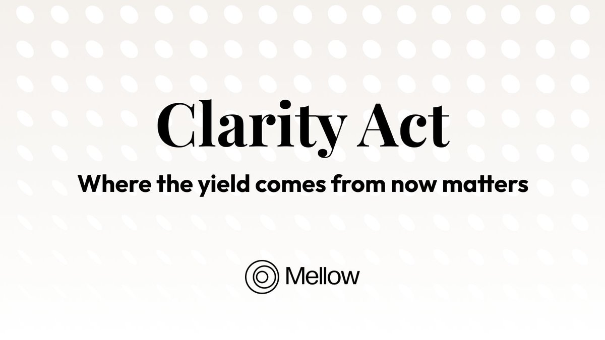 mellowprotocol's tweet photo. CLARITY Act passing the committee vote last week meant a lot for token classifications.

But the more interesting shift may be what it means for onchain Earn products and stablecoin yield infrastructure.

That part of the market may end up changing much more than people expect. https://t.co/w28gGDMZyU