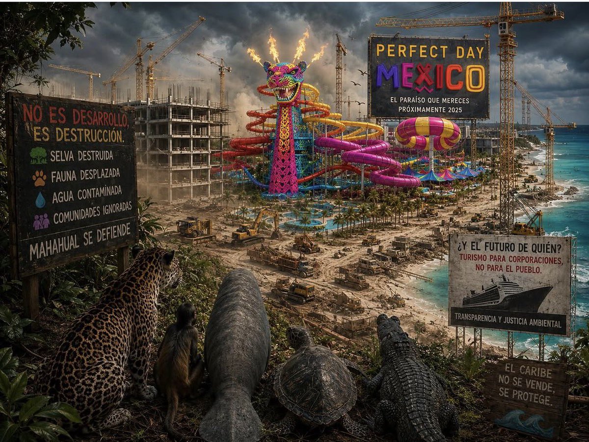 porMexico15's tweet photo. @SEMAR_mx ya permitiste el ecocidio para la construcción del inservible tren maya ahora no permitas la destrucción de mahahual, 654 especies habitan ahí, de ellas 234 están ya en extinción.
#salvemosmahahual https://t.co/q5hYWvb8Ek
