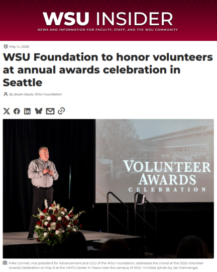 MurrowCollege's tweet photo. 👏 Congratulations to Bruce Amundson (‘75), recipient of the 2026 WSU Foundation Outstanding Service Award! Bruce’s decades of leadership and service, including his support of the Murrow College, continue to make a lasting impact on our students and #MurrowFamily.
 
Read more: https://t.co/r6Ygnk5fgb