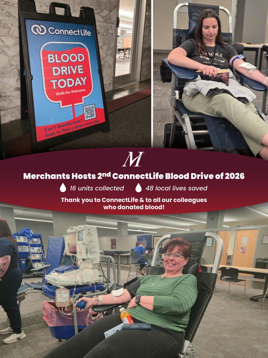merchantsgrp's tweet photo. π©ΈOn May 13th, we hosted our 2nd @weconnectlife blood drive of 2026. Thank you to all colleagues who donated and to ConnectLife for the important work you do in our community!
β
#WeConnectLife #MerchantsCares #connectlifegiveblood #connectlifeblooddonor https://t.co/0Wce69UG1Z