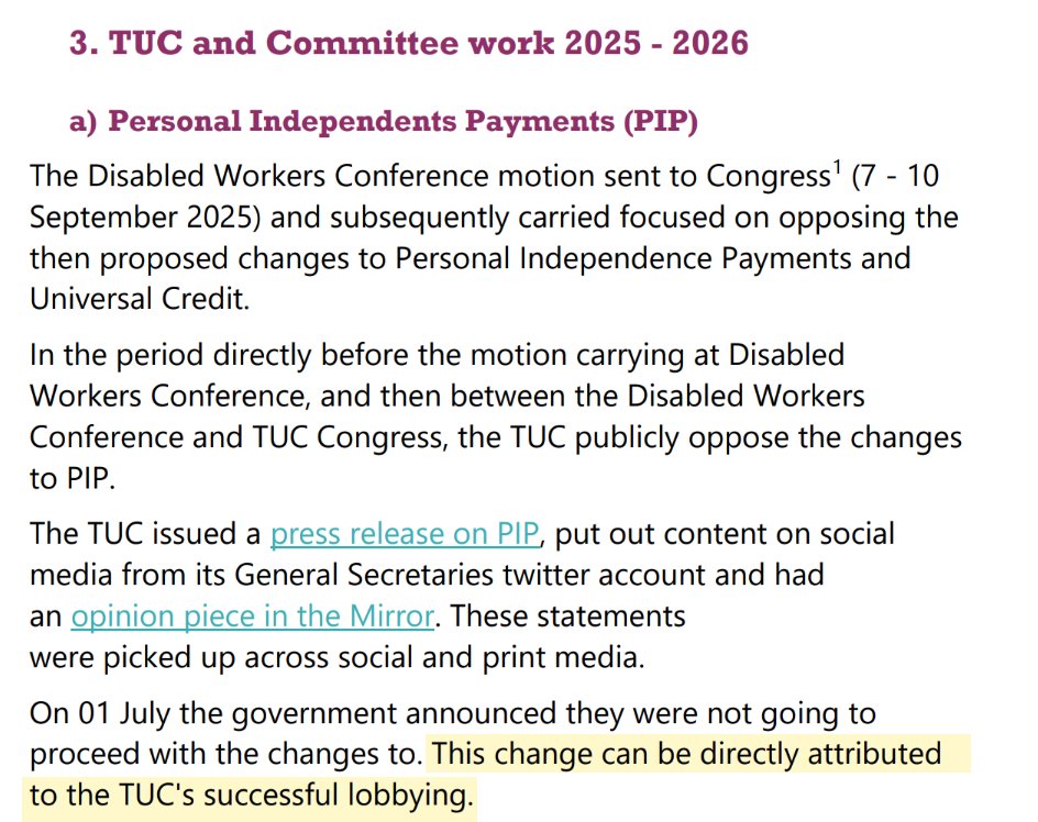 BenClaimant's tweet photo. The @The_TUC says that the success of last year's PIP campaigning can be 'directly attributed' to them, not the thousands of disabled people and their allies who wrote emails, met with MPs, joined lobbies, spoke to the media, organised debates and local/national protests. 

😠😡 https://t.co/yjgzHF1rbF