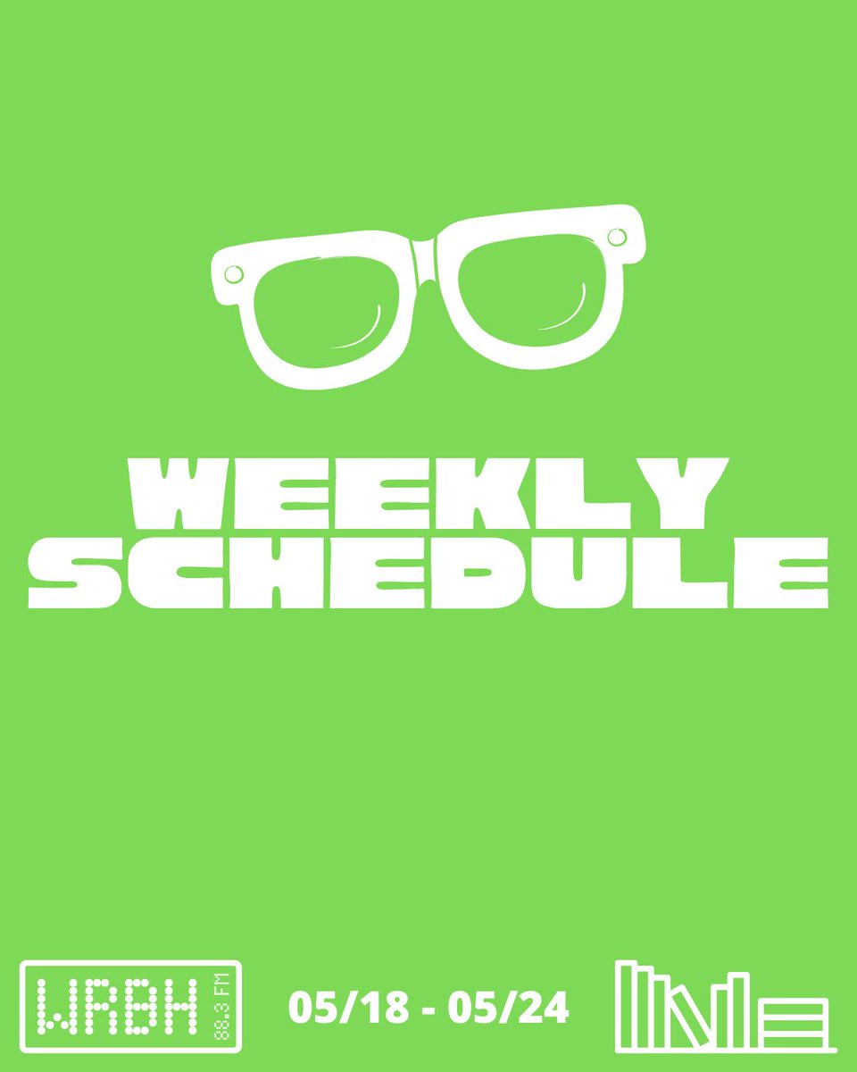 wrbh883's tweet photo. 📚 WRBH Weekly Schedule (05/18- 05/24)! 🎧
---
https://t.co/huJErCEpVw 
---
📻 Tune in to WRBH 88.3 FM or https://t.co/sMpcy8M3YV! ✨ https://t.co/fuZaT9AMse