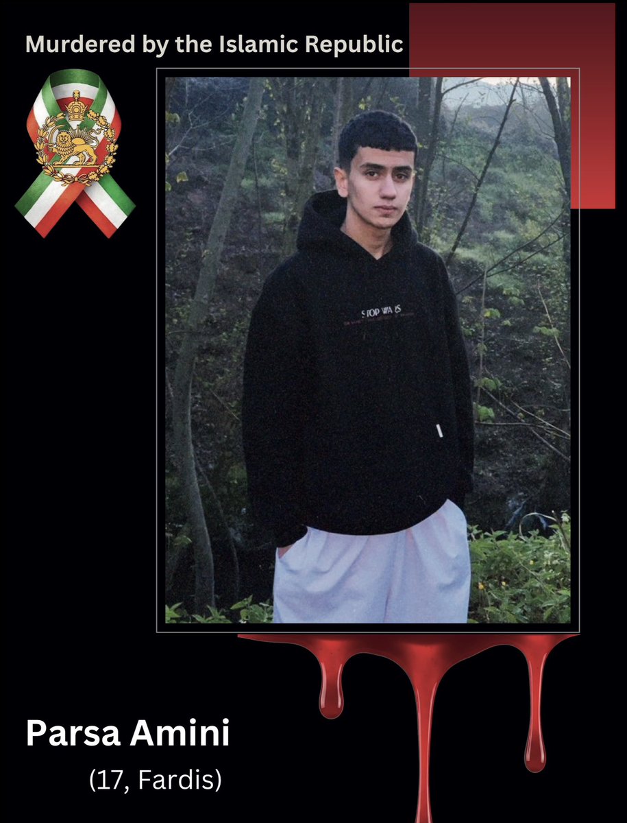 DGascoign3's tweet photo. He was only 17. Parsa Amini, a teenager from Fardis, had his dreams and his future taken from him far too soon. A child should be in a classroom, not a memorial poster. We honor his courage and mourn the life he never got to live. Rest in power, Parsa. 🖤🖤🖤 #IranMassacre‌ https://t.co/OMTpTEiAY6