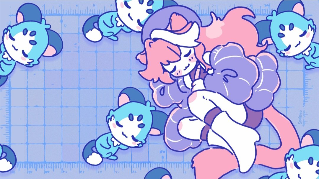 Sedeto's tweet photo. #RaorArt 🐱 
Raora nap with chattini 💤 
(HQ and smartphone size behind ⬇️) https://t.co/dHCC7u90xz