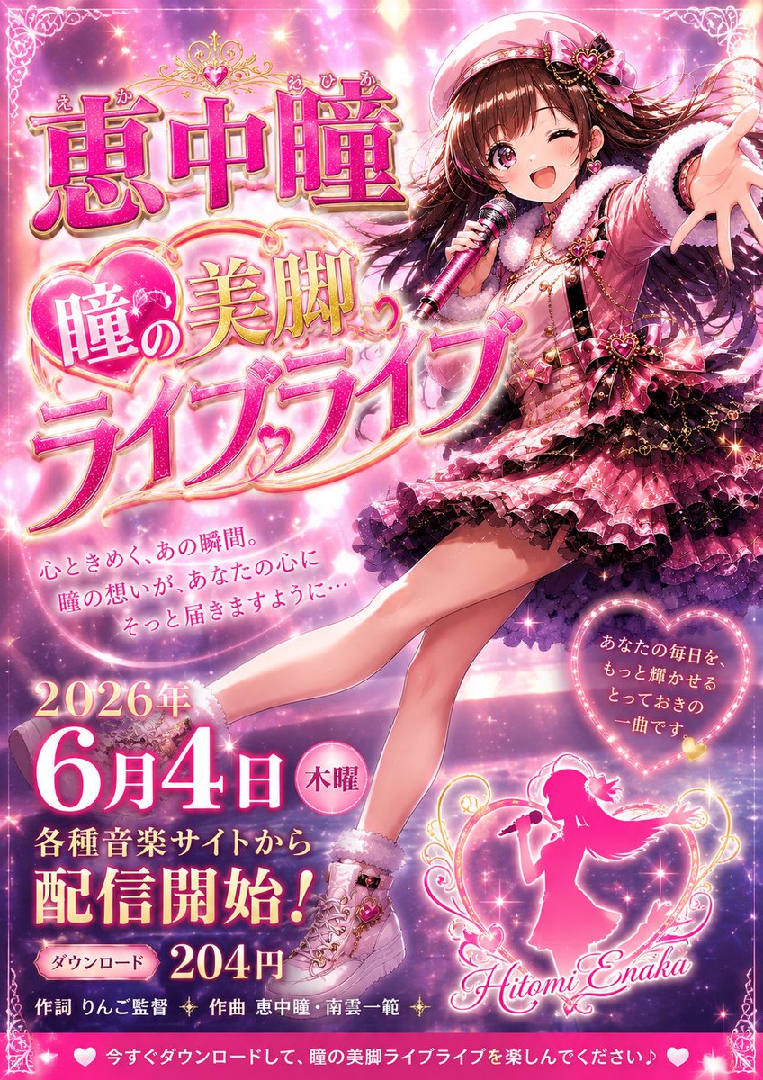 恵中瞳（えなかひとみ） 『瞳の美脚ライブライブ』 （作詞 りんご監督