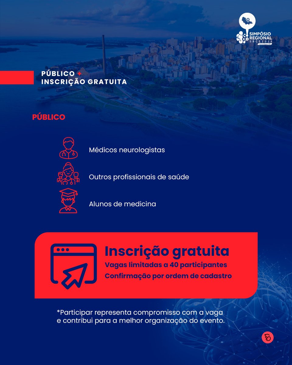 SBCefaleias's tweet photo. ⚠️ INSCRIÇÕES ABERTAS ⚠️

Nos dias 26 e 27 de junho de 2026, Porto Alegre recebe o Simpósio Regional de Cefaleia da SBCe.

⚠️ A participação é gratuita, com vagas limitadas a 40 inscritos e confirmação por ordem de cadastro.

Garanta sua vaga agora:

🔗 https://t.co/gmju4tGbX9 https://t.co/9nP1OGBvyy