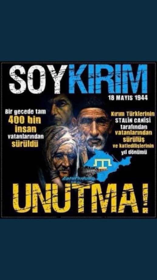 U_Hareketi's tweet photo. 1944 Kırım Tatar Sürgünü ve Soykırımında hayatını kaybeden soydaşlarımızı rahmetle anıyoruz.

 Uygur Soykırımını görmezden gelenleri kınıyoruz❗️

#18MayısKırımSürgünü #UygurSoykırımı https://t.co/1pHAx9inNR