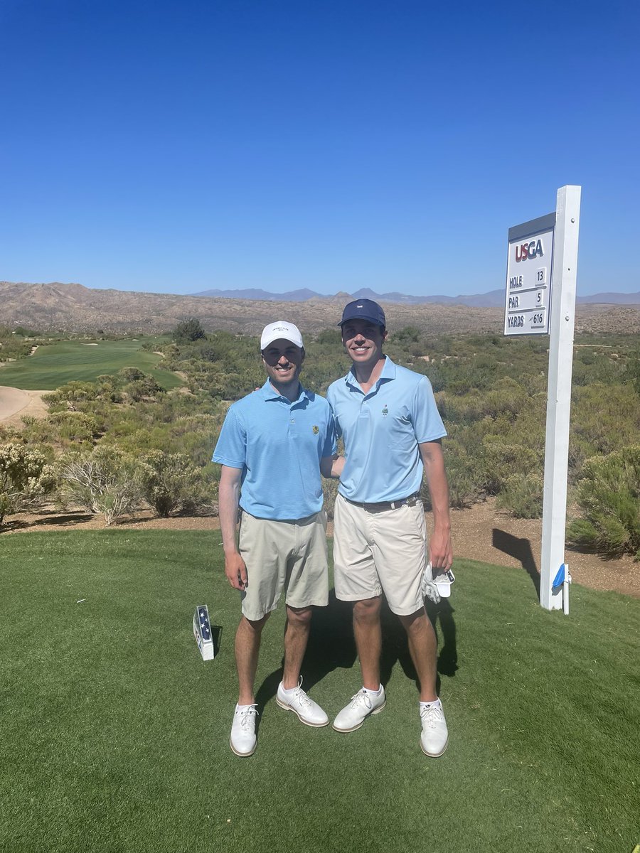 VillanovaGolf's tweet photo. Assistant coach and former ‘Cats player Mark Benevento (@mark_benand his partner Andrue Nicholas are through to the Round of 32 at the USGA Amateur Four-Ball event in Scottsdale, Ariz.!

#GoNova https://t.co/lH4Pu5PBbY