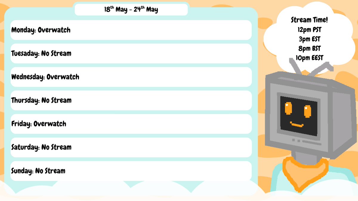 SecretStreams's tweet photo. 🐮Schedule of the week! (18/05 - 24/05)

This is the beginning of something new! I will be bringing back stream schedule announcements every Monday!

Due to some off stream changes days will vary every week! So tune in for you're weekly announcement!🧡

#Vtuber #Twitch #Streamer https://t.co/yXIam4jgQ0