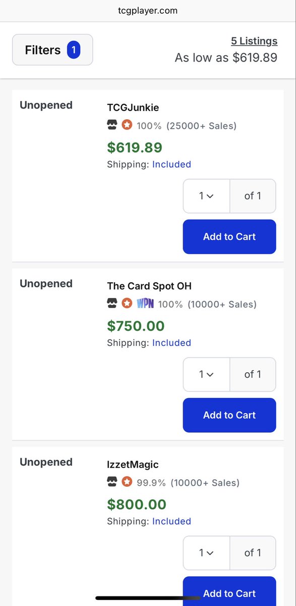Iamfinal21's tweet photo. @MTGSecretLair And scalpers are already listing it for triple and  even quadruple the regular price, thank you wizards of the coast so glad they can get it but us normal people can https://t.co/nFEVOrTHNj