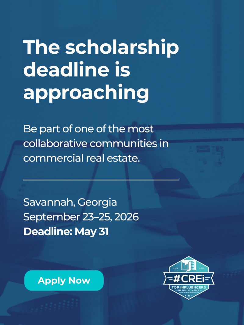 creisummit's tweet photo. The scholarship deadline for CREi Summit 2026 is approaching.

Be part of one of the most collaborative communities in commercial real estate. Join CRE professionals from across the country for conversations, strategy, networking, and growth in Savannah, Georgia.

📍 Savannah, Georgia
📅 September 23–25, 2026

Scholarship deadline: May 31

Apply now: https://t.co/Wb0JL8qqpL

#CREiSummit2026 #CommercialRealEstate #CRE #ScholarshipOpportunity