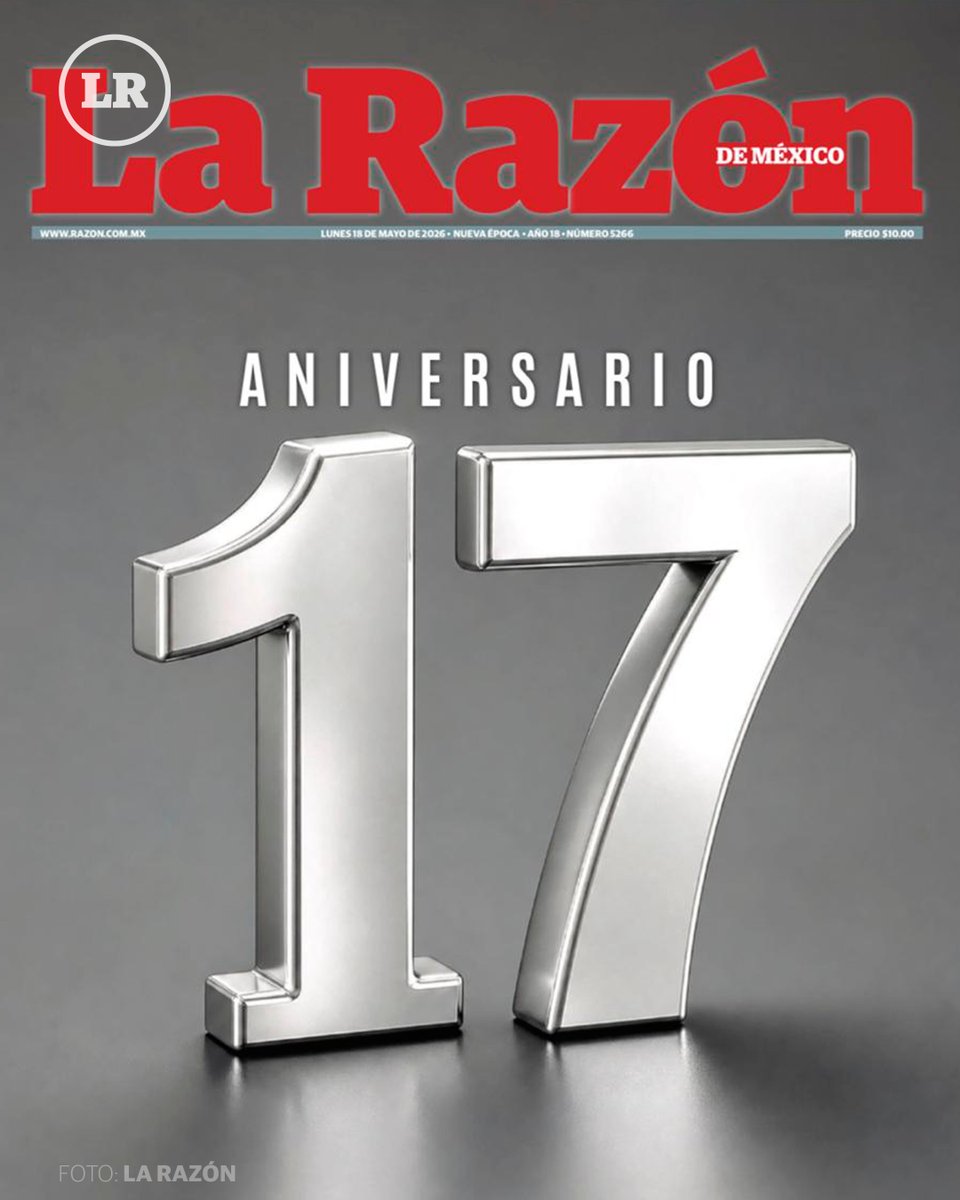 LaRazon_mx's tweet photo. 🎉📰 Hoy celebramos 17 años de informar, analizar y contar las historias que marcan a México y al mundo.

En más de 6,200 días hemos crecido junto a nuestras audiencias, innovando en plataformas digitales, podcasts, video y nuevas tecnologías, siempre con el compromiso de hacer un periodismo útil, riguroso y cercano. 
https://t.co/8itgctKwpo 
#LaRazon #17Aniversario #Periodismo