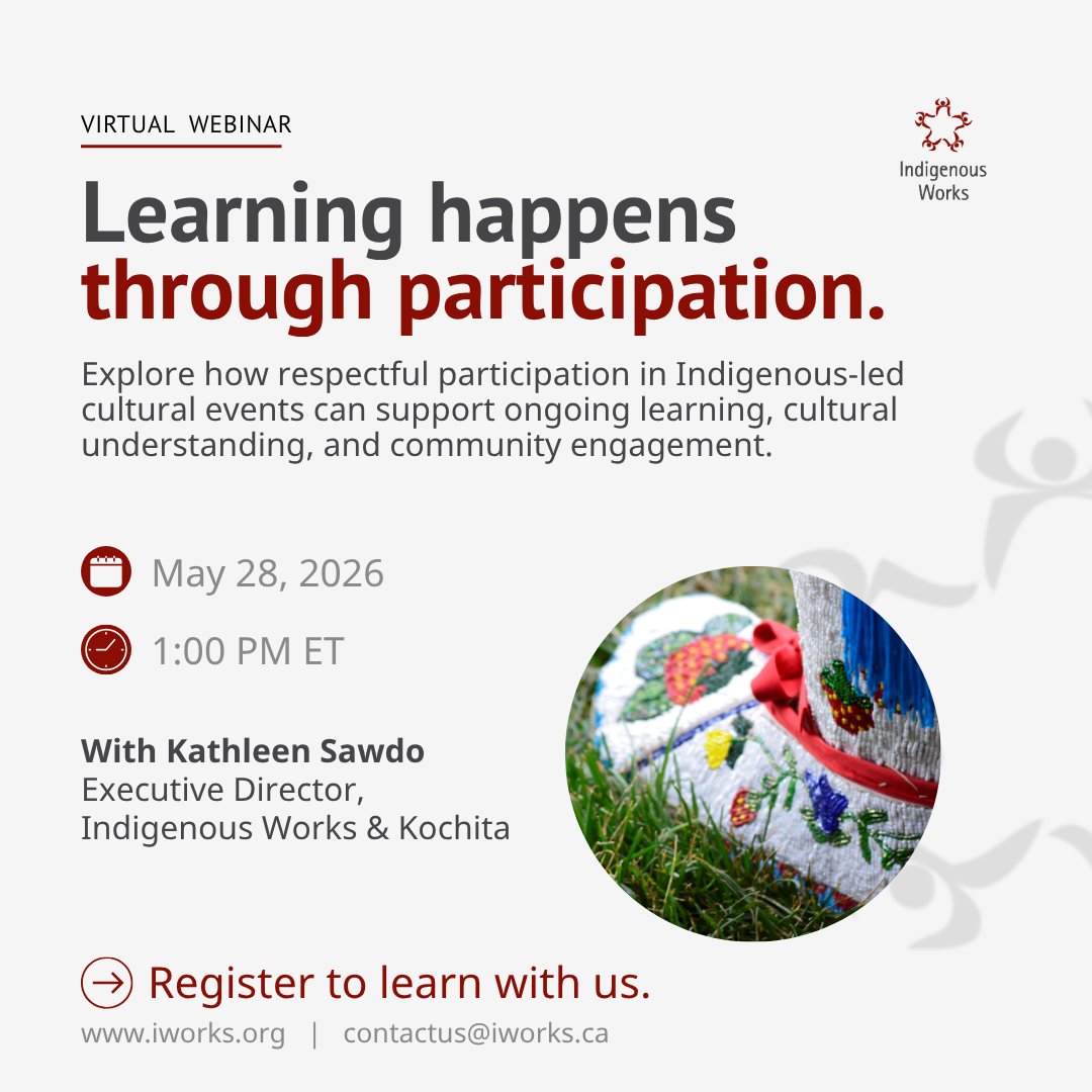 IndigenousWorks's tweet photo. Respectful participation begins with understanding that Indigenous communities, protocols, and cultural spaces are diverse.

Join us on May 28 for a conversation on Indigenous-led cultural gatherings and community-informed engagement.
https://t.co/Db7fc68xaj https://t.co/riBDcaeT5b