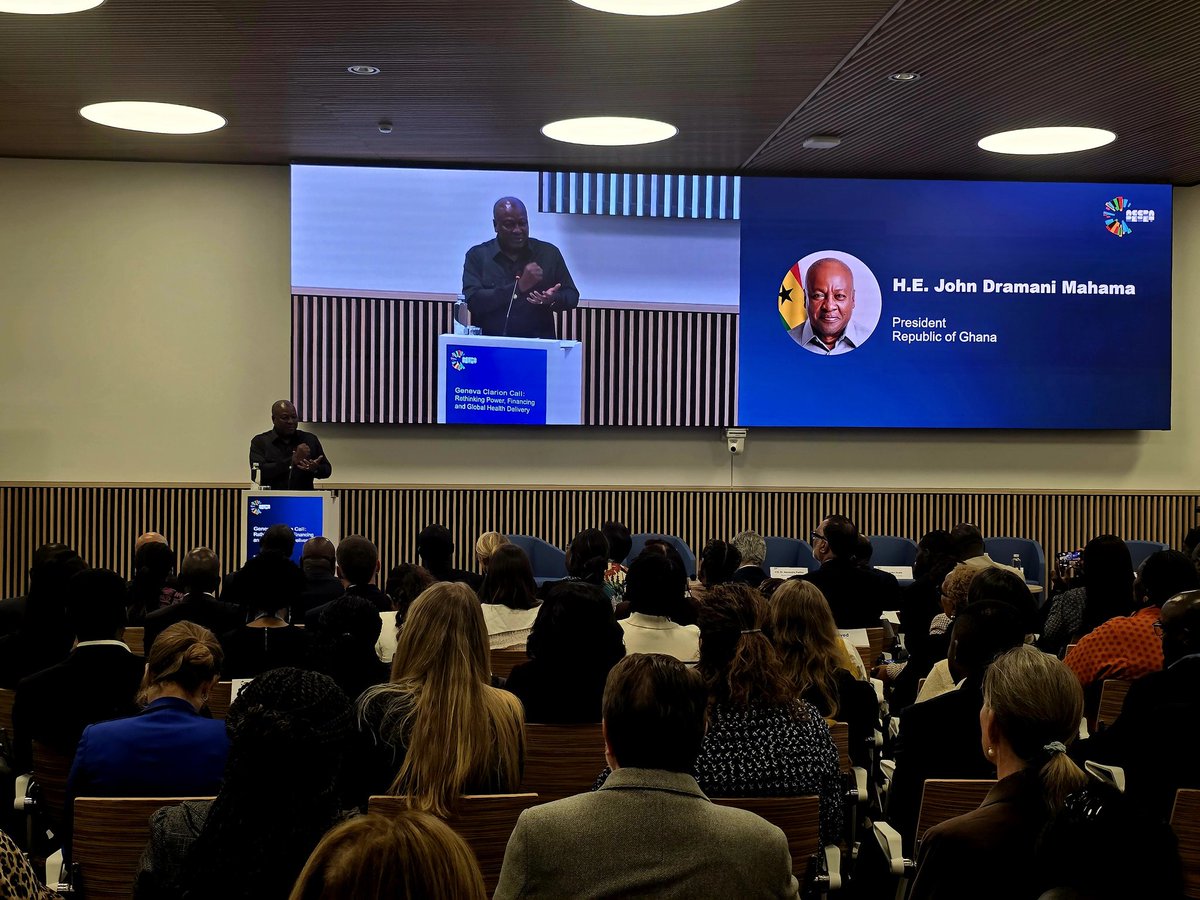EmbassySierra's tweet photo. On the margins of #WHA79, 🇸🇱 Health Minister Dr. Austin Demby joined Ghana President John Dramani Mahama at “The Accra Reset–From Vision to Execution,” a high-level dialogue focused on health sovereignty, sustainable financing &amp; country-led priorities for Africa’s health systems. https://t.co/D5GNjdFVM3