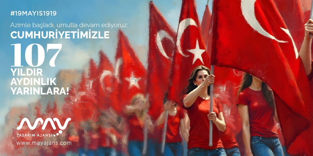 may_ajans's tweet photo. Azimle başladı, umutla devam ediyor.
Cumhuriyetimizle 107 yıldır aydınlık yarınlara yürüyoruz.
19 Mayıs Atatürk'ü Anma, Gençlik ve Spor Bayramımız Kutlu Olsun!
#MayTasarımAjansı #19Mayıs #19MayısGençlikveSporBayramı #MustafaKemalAtatürk https://t.co/EMRS6F0Qcb