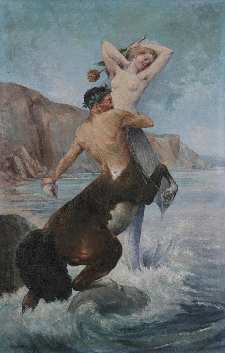 ArtorOtherThing's tweet photo. Centaur and Mermaid, 
Ioannis Kissonergis, 1889-1963 https://t.co/B4FsPBV6nW