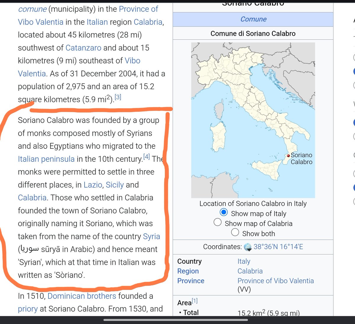 abarasheed's tweet photo. هل سمعت من قبل عن بلدة "سوريانو كالابرو" الإيطالية؟ 🇮🇹

في القرن الـ10م، هاجر رهبان سوريون ومصريون إلى جنوب إيطاليا وأسسوا بلدة أطلقوا عليها اسم "Soriano" حنيناً واعتزازاً بموطنهم الأصلي #سوريا (Sūryā).

​بلدة أوروبية في قلب إيطاليا.. تنبض بجذور شرقية !✨
#إيطاليا #روائع_التاريخ https://t.co/aZ3KdeBNEX