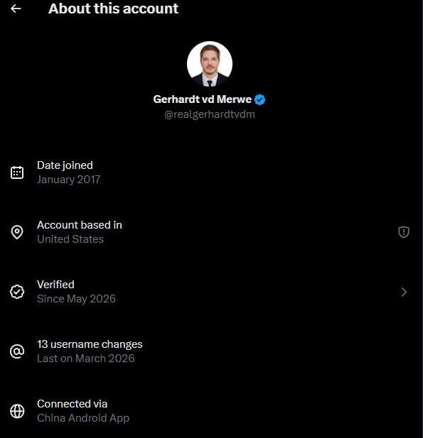 CyberTuffGuy71's tweet photo. @realgerhardtvdm China Bot account says what https://t.co/nWBwdSMg5L