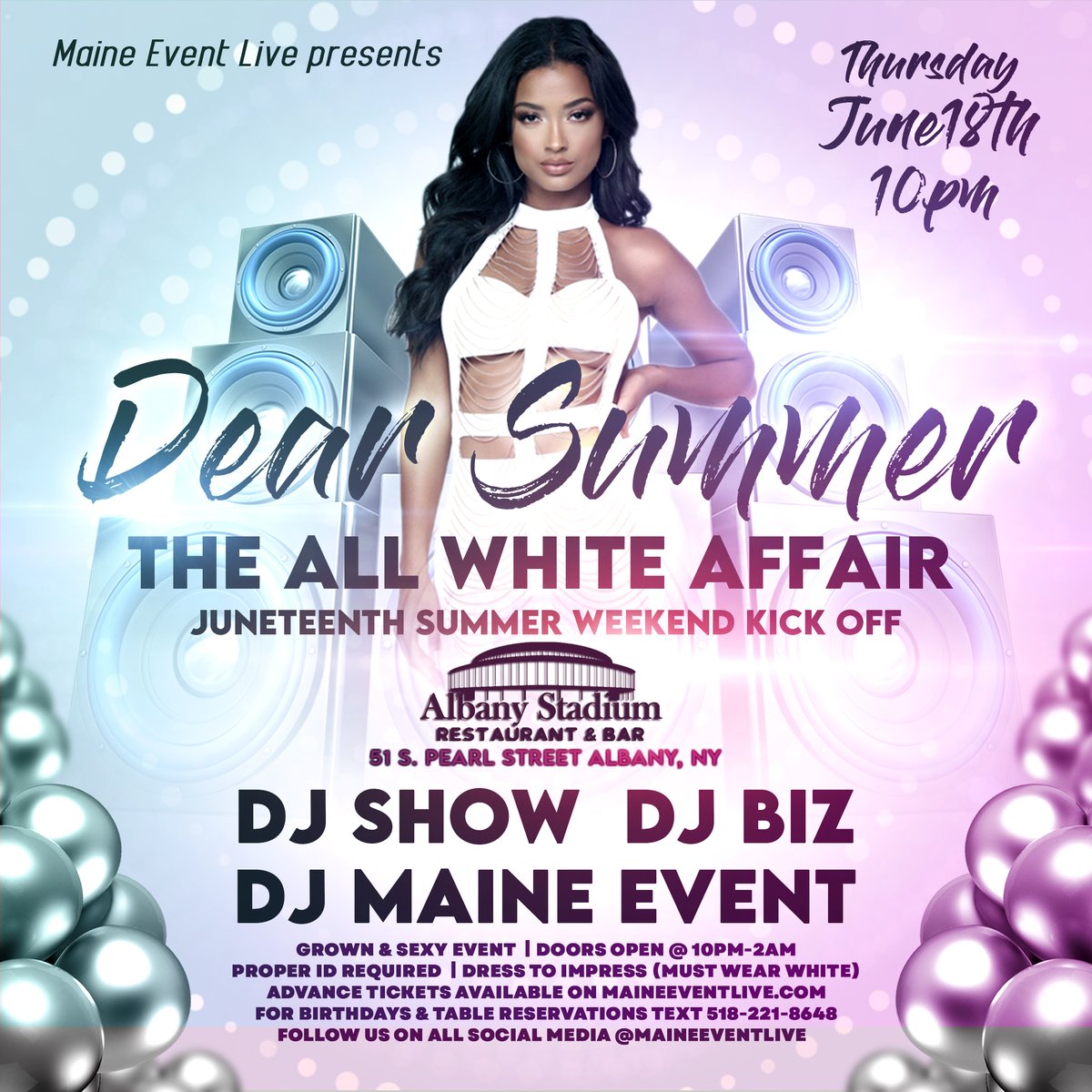 MaineEventLive's tweet photo. 6/18 10pm-2am Dear Summer All White Affair @ Albany Stadium
6/19: Capital District Alpha's Annual Solstice Event Day 1
6/20: Capital District Alpha's Annual Solstice Event Day 2
6/21: 4pm-8pm Any Given Sunday Day Party at Lost and Found
https://t.co/k9T4sFURfM https://t.co/h62NAMY6EO